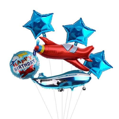 6 Pcs Airplane Balloons,Aviator Adventure Airplane Theme Balloons Baby Shower Birthday Party Supp...