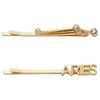 Zodaca Aries Zodiac Hair Pins, Rhinestone Barrettes (Gold, 2 Pack)