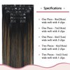 HUAYI Clip in Human Hair Extensions Ombre Natural Black to Chestnut Brown Highlight Black 120g Thicken Double Weft Brazilian Hair Full Head Silky Straight 14 Inch(14in 7pcs 120g)