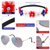 Hicarer 5pcs 4th of July Accessories Set Flower Patriotic Headband American Flag Sunglasses Red White Blue Necklace USA Tassel Earrings Fourth of July Outfits for Women Independence Memorial Day
