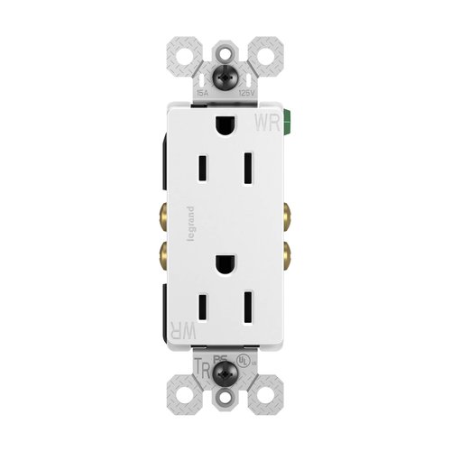 Legrand radiant 885TRWRWCC8 15 Amp 125V Outdoor Tamper Resistant Weather Resistant Residential Grade Decorator Duplex Receptacle Outlet, White (1 Count)