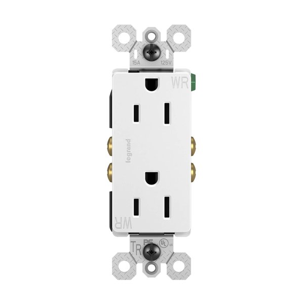 Legrand radiant 885TRWRWCC8 15 Amp 125V Outdoor Tamper Resistant Weather Resistant Residential Grade Decorator Duplex Receptacle Outlet, White (1 Count)