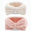 ACO-UINT 2 Pack Spa Headbands, Soft Headbands for Washing Face Make Up Headbands, Microfiber Hair Band Skincare Headbands for Women Girls (White and Pink)