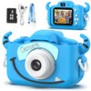 Goopow Kids Camera Toys for 3-8 Year Old Girls Boys,Children Digital Video Camcorder Camera with Cartoon Soft Cover, Best Chritmas Birthday Festival Gift for Kids - 32G SD Card Included (Darkblue-NJ)
