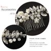 Brishow Rhinestone Bride Wedding Hair Comb Silver Pearl Bridal Hair Piece Crystal Prom Party Hair Accessories for Women and Girls