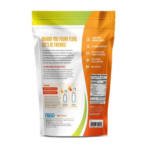 Fluid Performance - Low Sugar Endurance Fuel Sports Drink Mix with Electrolytes, All Natural Ingredients, Gluten-Free for Before or During Exercise (Fresh Citrus, 30 Serving)