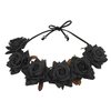 Floral Fall Rose Red Rose Flower Crown Woodland Hair Wreath Festival Headband F-67 (Black)
