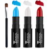 LZXLUKGIR Red White and Blue Face Paint Sticks Professional Eye Black Baseball Football Softball,Cream Blendable Body Paint for Halloween Zombie Vampire Makeup（Blue/White/Red Face Paint Sticks)