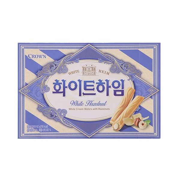 Crown Cream Filled Wafer Cookies with Hazelnut 142g (White, 1 Pack)