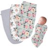 Henry Hunter Baby Swaddle Sack | The Simple Swaddle | Soft Stretchy Cotton Swaddles for Newborns | Baby Swaddles 0-3 Months, Swaddle Blankets Baby Girl, Pack of 3, Peony | Bouquet | Light Heather