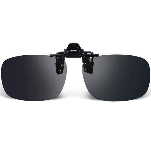 Besgoods Black Grey Polarized Clip-on Sunglasses Flip up Glasses Plastic Lenses Cycling Sport Outdoor Driving Fishing