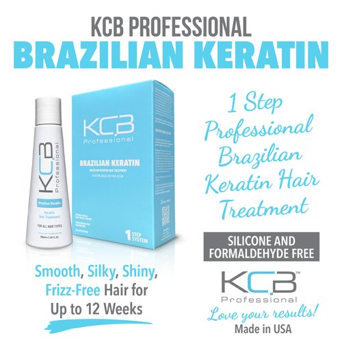 KCB Professional Brazilian Keratin, 1 Step Keratin Hair Treatment Kit at Home. Keratina para Alisar el Pelo. Straightening and Hair Frizz Control, All Hair Types, Formaldehyde Free, 3.38Floz