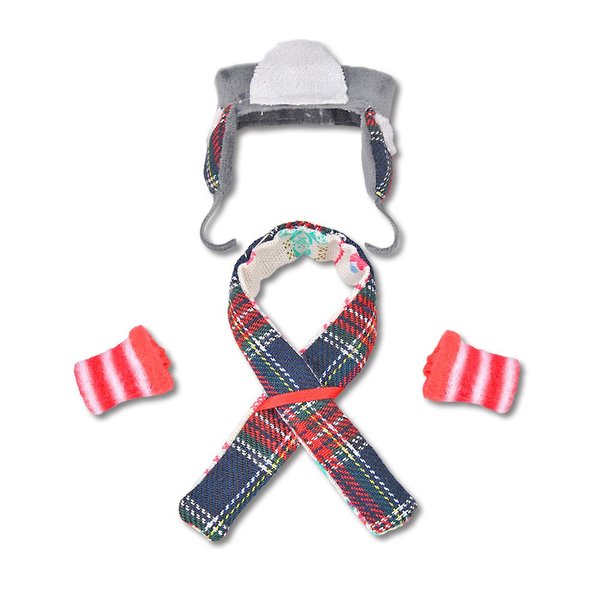 E-TING Santa Hat+Sock+Scarf Clothing for elf Doll