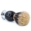 Parker Premium 3 Band Pure Badger Shaving Brush with Stand Included - Packaged in a Gift Box - Generate a Thick & Luxurious Lather with Your Favorite Shave Soap - Black & Chrome Handle
