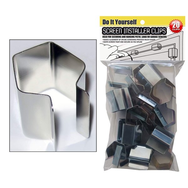 Patio, Lanai and Garage Window Screen Installer Clips (20 Pack Clips)