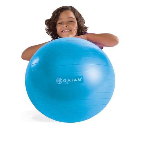 Gaiam Kids Balance Ball - Exercise Stability Yoga Ball, Kids Alternative Flexible Seating for Active Children in Home or Classroom (Satisfaction Guarantee), Blue, 45cm (2.09 Pounds)