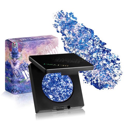 DE'LANCI Duochrome Shimmery Pressed Powder, Dazzling Colors Multi-Dimensional Glitter Eyeshadow, Smooth Texture Blendable Gemstone Eye Shadow, Crease Resistant Waterproof Duochrome Eyeshadow, 02