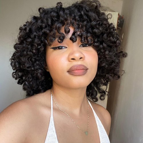 Quantum Love Human Hair Wigs with bangs Short Curly Human Hair Wig for Black Women Big Curly Natu...
