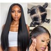 Straight Full Lace Wigs Human Hair Real Full Lace Wigs Human Hair HD Transparent Lace Human Hair Wigs 150 Density 12A Pre Plucked Knots Part Anywhere Breathable Full Lace Wig for Black Women 12 Inch