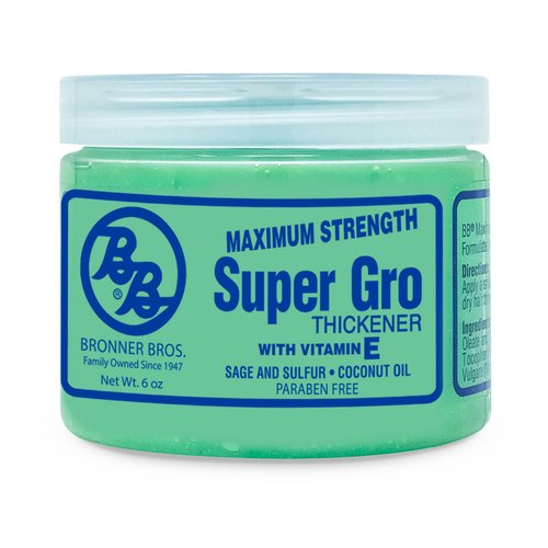 Bronner Bros Super Gro Max - Maximum Strength Hair Treatment for Dry Itchy Scalp with Vitamin E, Sage, Sulfur & Coconut Oil - Hydrate Dry Damaged Hair, Reduce Breakage, Enhance Scalp Health - 6 oz