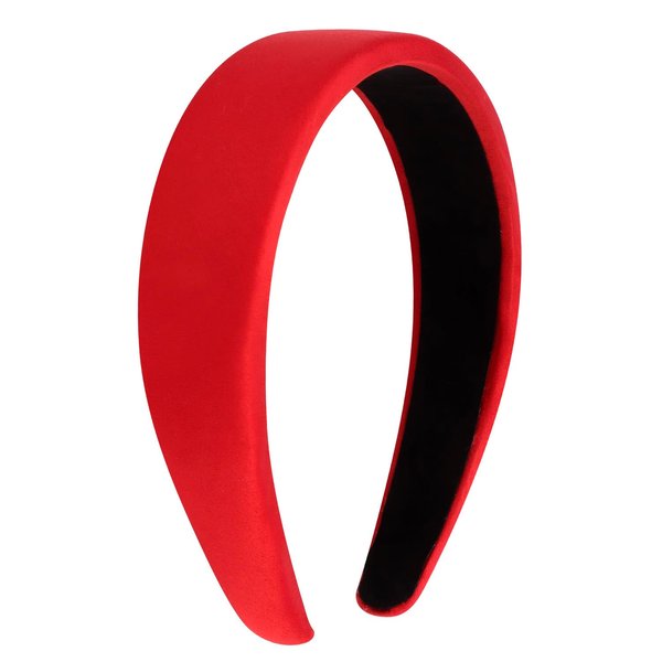 SuPoo Red Headbands for Women Girls Thick Padded Headband Silk Satin Plain Hair Band Hoops Wide Sponge Head Bands Vintage DIY Trendy Holiday Hair Accessories Diademas Para Mujer