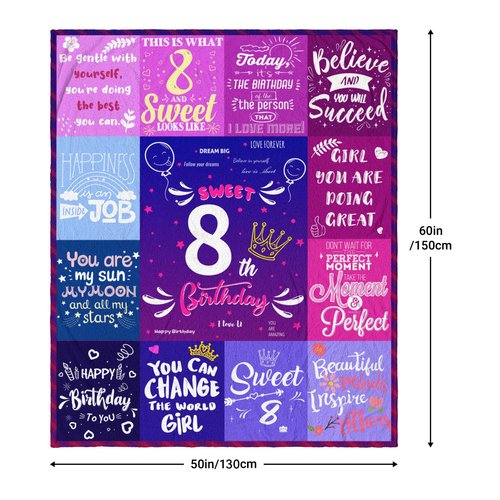 AISDE 8 Year Old Girl Gifts Blanket, Gifts for 8 Year Old Girls, Birthday Gifts for 8 Year Old Girls, 8 Year Old Girl Birthday Gifts, 8 Year Old Gifts Ideas Throw Blanket 60"X50"