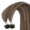 YoungSee Highlight U Tips Hair Extensions Real Hair Extensions Brown with Blonde U Tip Real Hair Extensions Human Hair Brown Keratin Hair Extensions Human Hair Brown UTips Hair Extension 18In 1G/S 50G