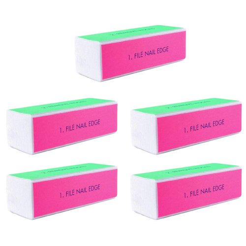 Lurrose 5pcs Sponge Nail Files Four Sided Nail Buffer Block Sanding Sponge Grinding Polishing Manicure Pedicure Nail Art Tool for Women Girls