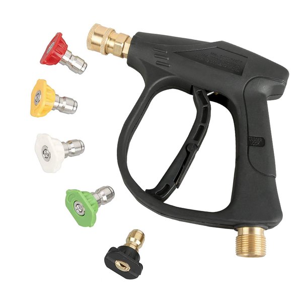 Sooprinse High Pressure Washer Gun,3000 PSI Max With 5 Color Quick Connect Nozzles M22-14 Pressure Washer Hose Connector 3.0 TIP