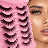 Cat-Eye Lashes Flu-ffy 20mm Manga Lashes Wispy Fairy Eyelashes, Curly Volume Spiky Lashes Faux Mink False Eyelashes that look like extensions Lashes Natural Look 7 Pairs Pack(ZD97)