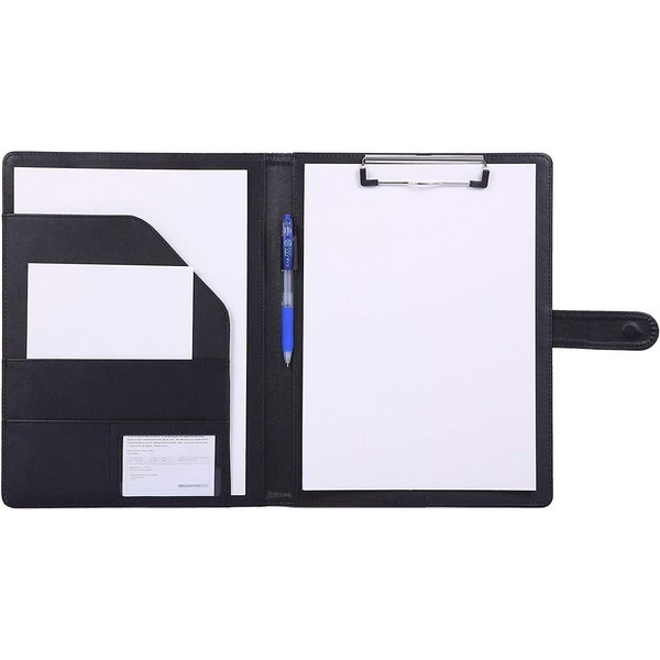 Padfolio Clipboard Folder Portfolio, Mymazn Faux Leather Storage Clipboard with Cover for Legal Pad Holder Letter Size A4 Writing Pad for Business School Office Conference Notepad Clip Boards (Black)