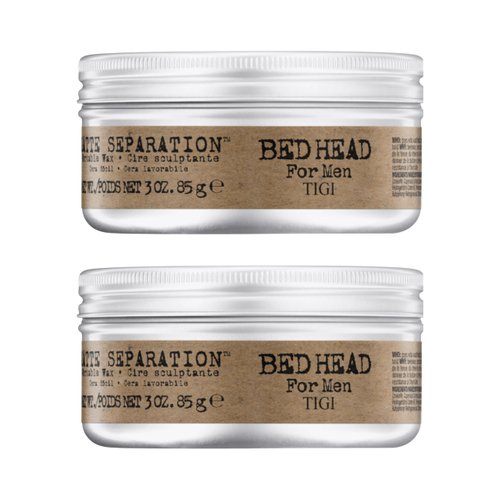 TIGI Bed Head for Men Matte Separation Workable Wax - Use for Strong Hold - For Men's Hairstyles - Use on Damp or Dry Hair - Premium Strong Hold Hair Wax - 3 oz (2 Pack)