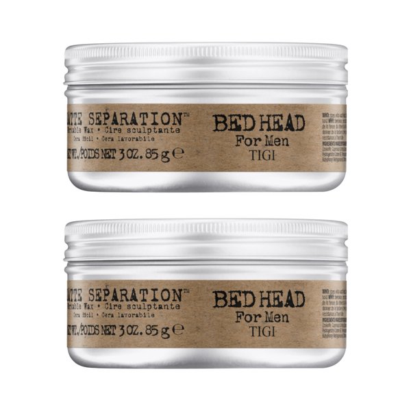TIGI Bed Head for Men Matte Separation Workable Wax - Use for Strong Hold - For Men's Hairstyles - Use on Damp or Dry Hair - Premium Strong Hold Hair Wax - 3 oz (2 Pack)
