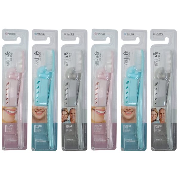Samjung Wangta Soft Toothbrush, 6 Pack (Stone White) – Best Manual Toothbrush for Maximum, Efficient Cleaning and Sensitive Gums and Teeth