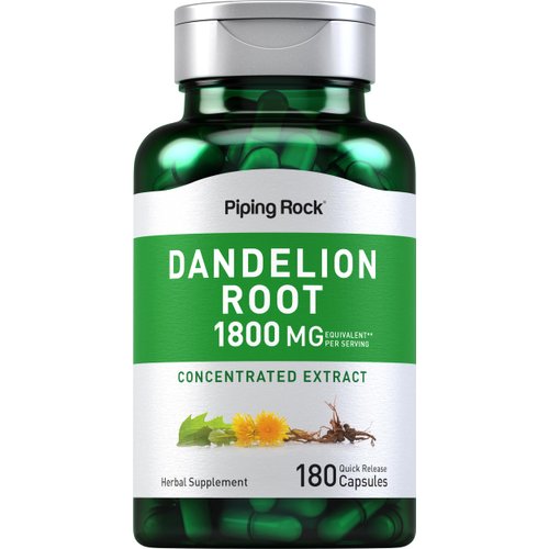 Piping Rock Dandelion Root Herbal Supplement | 1800mg Capsules | 180 Count | Concentrated Extract | Gluten Free, Non-GMO