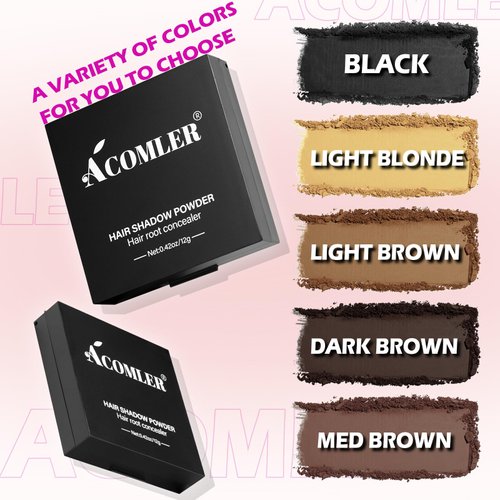 Acomler Root Touch Up Powder Kits, Hairline Powder with Makeup Brush, Hair Color Cover Touch Up Powder for Thinning Hair, Gray Hair Coverage, Hair Loss Root Concealer for Women&Men (Dark Brown)