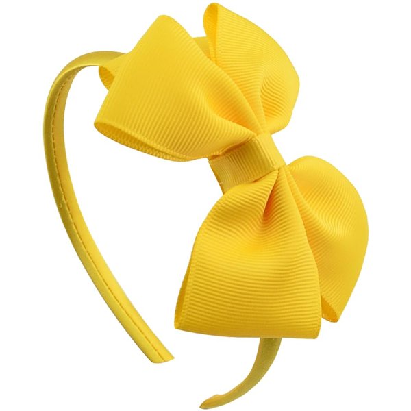 Totelux Bow Headband for Girls Grosgrain Ribbon Hair Band Big Bow Tie Hair Hoop Yellow Hair Accessories for Women Birthday Wedding Party Supplies