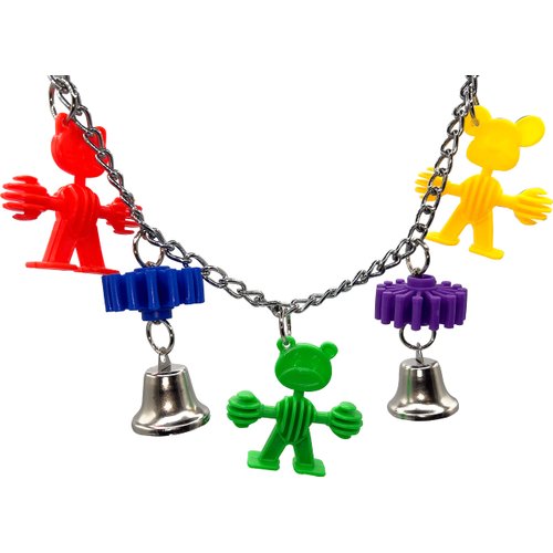 1008 Gear Bell Grabber - Handcrafted super shreddy bird cage toy, Natural rattan vine ball, Colorful crinkle paper, Wood Beads, Cardboard chew donuts, Fun for pets to forage apart