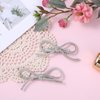 Mabor 2Pcs Bow Hair Clip Silver Rhinestone Hair Clip Bling Crystal Bowknot Clips for Women Teen Girls Glitter Hair Barrettes Hair Styling Accessories for Wedding Party Prom
