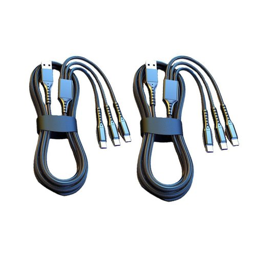 Multi Charging Cable(2Pack 3.5FT), 3 in 1 Charger Cable Nylon Braided Multiple USB Cable Universal Charging Cord with Type-C, Micro USB Port Connectors Compatible with Most Cell Phones Tablets