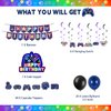 LXlucktim Video Game Party Supplies - 262Pcs Gamer Gaming Birthday Party Decoration For Boys Birthday Party - Table Cover, Utensils, Hanging Swirls, Cupcake, Cake Topper, Balloons Serves 16 Guests
