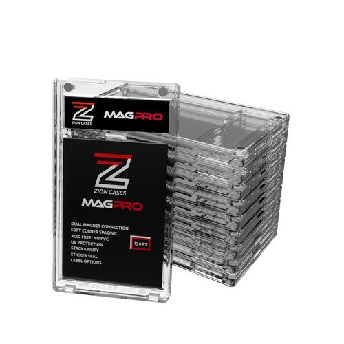 Zion Cases MagPro 130PT Magnetic Card Holder; Duel Magnet Card Case for Secure Holding Strength to Guard Against Unintentional Openings; Includes 10 Magnetic Trading Card Case; (10 Pack)