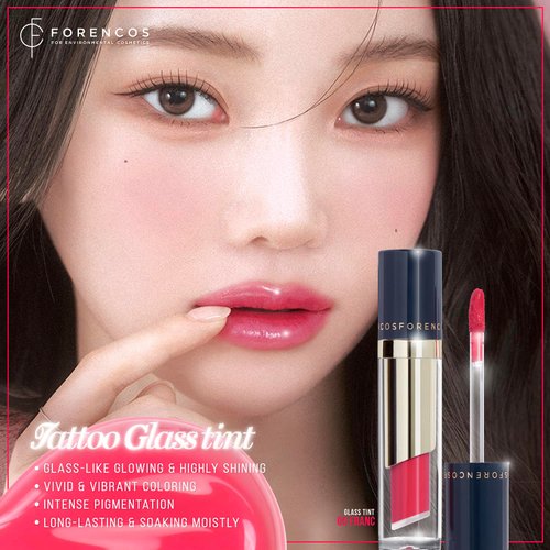 FORENCOS Tattoo Glass Lip Gloss Tint, Korean Glossy Tint/Stain, High Pigmentation, Glasting Shine, Long Lasting, Moisturizing, Lightweight, Non-Sticky Formula (06 FRANC)