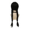 Dai Cloud Long Black Two Braids Wig with Bangs Long Pigtails Wig for Women Halloween Costumes Party Cosplay Hair Wig
