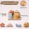Youuys Stacking Montessori Toys for Toddler 1 2 3 Year Old, Shape Sorter Silicone Sorting and Stacking Toys - Preschool Fine Motor Skill Toy Sorter Puzzles Boys Girls Gifts 18+ Months Old （Square）