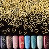 PAGOW 2000pcs Heart Nail Art Decals, Metal Love Charm Nail Art Stickers Studs DIY Nail Decoration Manicure Accessories for Women Girls(5/6mm) -Gold