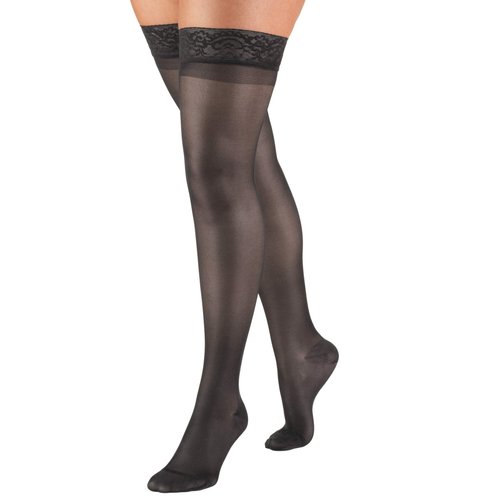Truform Sheer Compression Stockings, 15-20 mmHg, Women's Thigh High Length, 20 Denier, Charcoal, Small