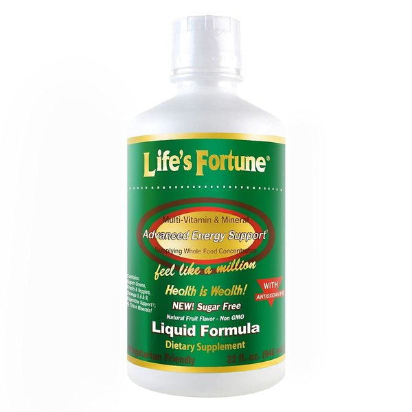 Life's Fortune Whole Food Multivitamin Liquid, Natural Energy Source, Full of Vitamins, Amino Acids, Enzymes, Greens, Fruits, Veggies, 32 Fluid Ounces