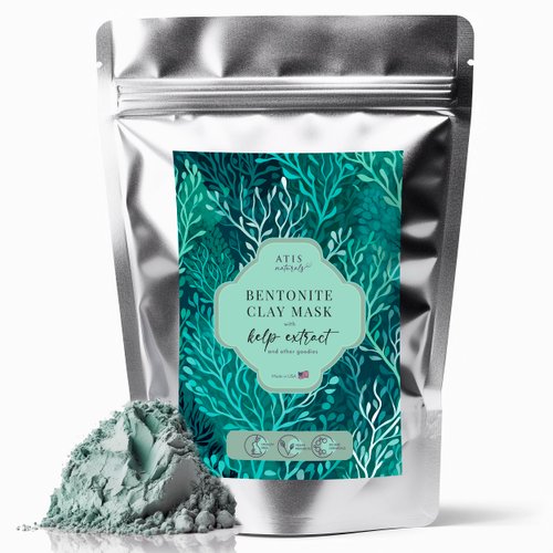 Wishful Parcel Bentonite Clay Powder with Kelp Extract & MSM | Pore Cleansing Facial Mask AKA Indian Healing Clay Mask for Face | US Made, 8 Oz