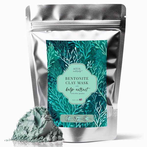 Wishful Parcel Bentonite Clay Powder with Kelp Extract & MSM | Pore Cleansing Facial Mask AKA Indian Healing Clay Mask for Face | US Made, 8 Oz